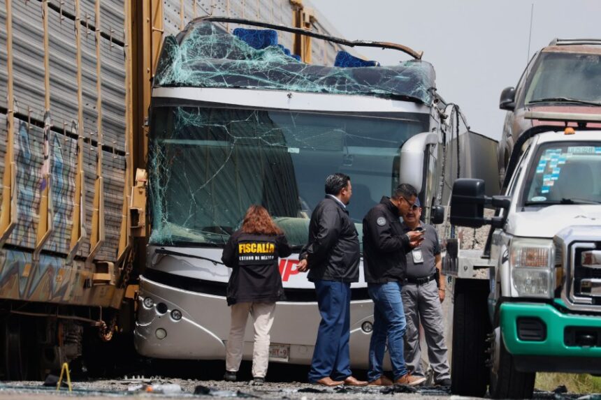 Freight trains slam on buses outside Mexico City, killing at least 10 people