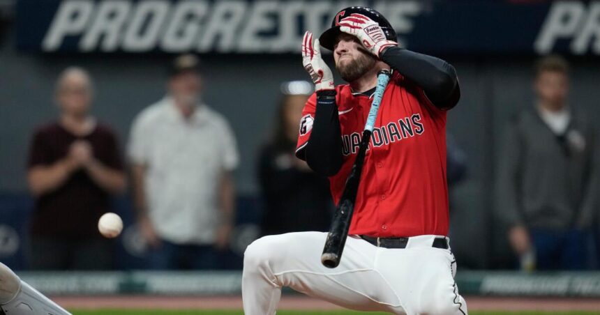 Guardians' David Fry hit the face on a 99 mph pitch during a bunt attempt: "Scary Moment"